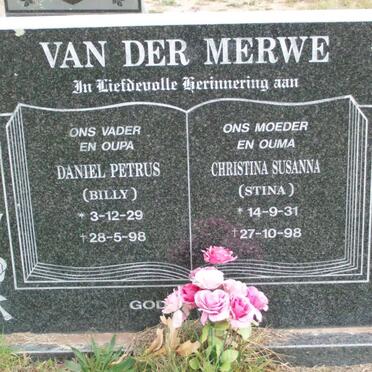MERWE Daniel Petrus, van der 1929-1998 &amp; Christina Susanna 1931-1998