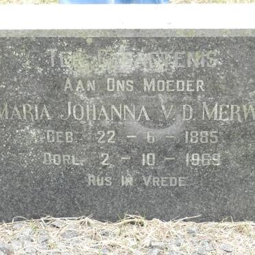 MERWE Maria Johanna, van der 1885-1969