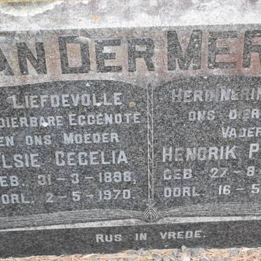 MERWE Hendrik Petrus, van der 1889-1980 &amp; Elsie Cecelia 1898-1970
