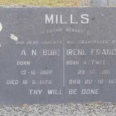 MILLS A.N. 1902-1975 &amp; Irene Frances ATTWELL 1901-1977