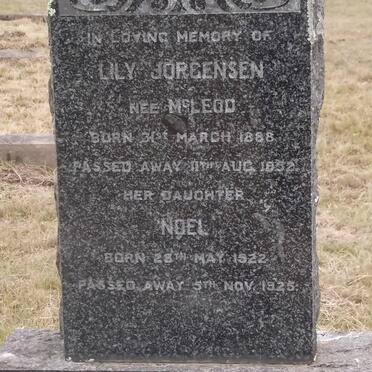 MITFORD Henry George 1884-1957 :: JORGENSEN Lily nee McLEOD 1888-1952 :: JORGENSEN Noel 1922-1925