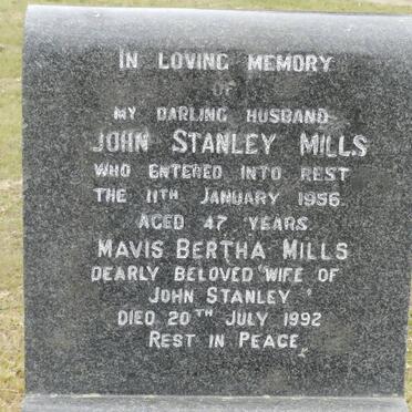 MILLS John Stanley -1956 &amp; Mavis Bertha -1992