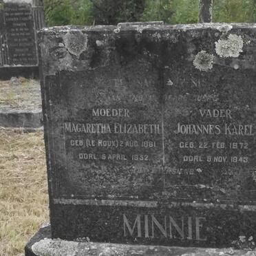 MINNIE Johannes Karel 1872-1943 &amp; Magaretha Elizabeth LE ROUX 1881-1952