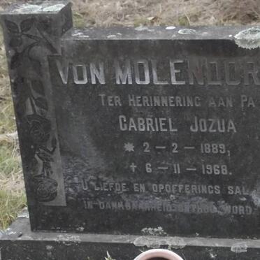 MOLENDORFF Gabriel Jozua, von 1889-1968