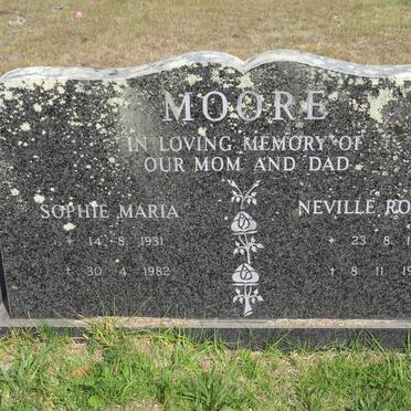 MOORE Neville Rodney 1924-1994 &amp; Sophie Maria 1931-1982