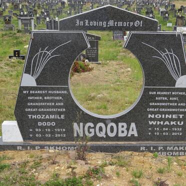 NQOBA Thozamile Dodo 1919-2012 &amp; Noinet Whaku 1932-2012