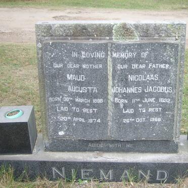 NIEMAND Nicolaas Johannes Jacobus 1892-1968 &amp; Maud Augusta 1896-1974