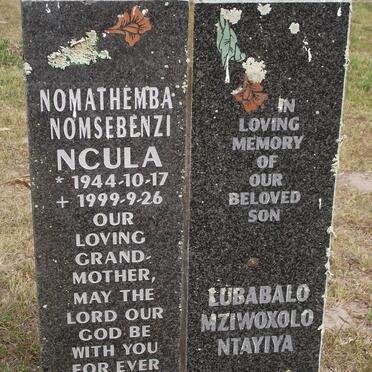 NCULA Nomathemba Nomsebenzi 1944-1999 :: NTAYIYA Lubabalo Mziwoxolo
