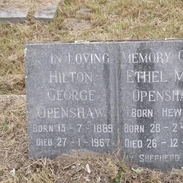 OPENSHAW Hilton George 1889-1967 &amp; Ethel May HEWSON 1886-1961