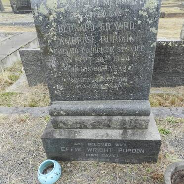 PURDON Bernard Edward Ambrose -1944 &amp; Effie Wright DAVIE 1889-1975