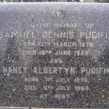 PUDIFIN Samuel George 1875-1954 &amp; Nanet Albertyn 1876-1954