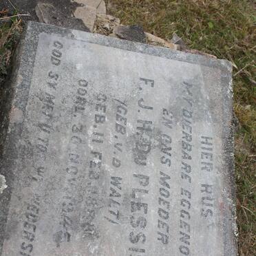 PLESSIS F.J.H., du nee v.d. WALT 1888-1945