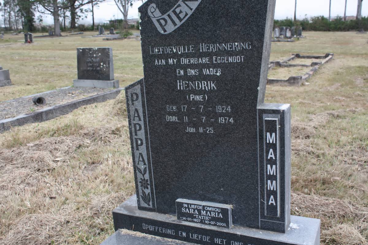 PIENAAR Hendrik 1924-1974 &amp; Sara Maria 1927-2005