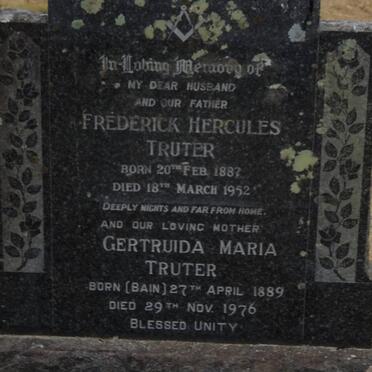 TRUTER Frederick Hercules 1887-1952 &amp; Gertruida Maria BAIN 1889-1976