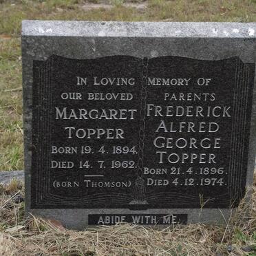 TOPPER Frederick Alfred George 1896-1974 &amp; Margaret THOMSON 1894-1962