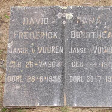 VUUREN David Frederick, Janse v. 1903-1958 &amp; Maria Dorothea 1906-1980