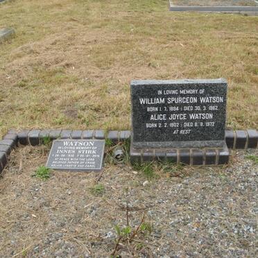 WATSON William Spurgeon 1894-1962 &amp; Alice Joyce 1902-1972 :: WATSON Innes Stirk 1932-2010