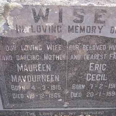 WISE Eric Cecil 1916-1994 &amp; Maureen Mavourneen 1915-1965