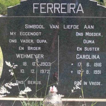FERREIRA Wehmeyer 1903-1972 &amp; Carolina 1916-1991