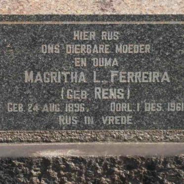 FERREIRA Magritha L. nee RENS 1896-1961