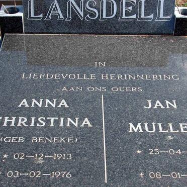 LANSDELL Jan Muller 1911-1999 &amp; Anna Christina BENEKE 1913-1976