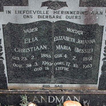 LANDMAN Elia Christiaan 1888-1963 &amp; Elizabeth Johanna Maria 1891-1963