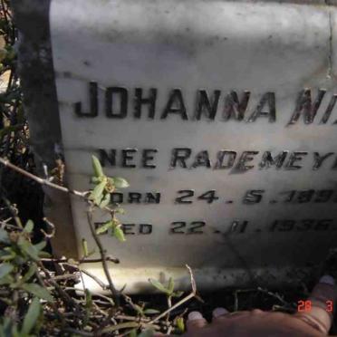 NIXON Johanna nee RADEMEYER 1895-1936