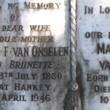 ONSELEN Martinus G., van 1878-1958 &amp; Maria T.F. BRUNETTE 1880-1946