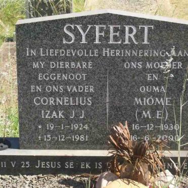 SYFERT Cornelius Izak J.J. 1924-1981 &amp; M.E. 1930-2000