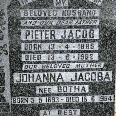 WAIT Pieter Jacob 1885-1962 &amp; Johanna Jacoba BOTHA 1893-1984