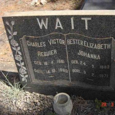 WAIT Charles Victor Requier 1881-1960 &amp; Hester Elizabeth Johanna 1883-1971