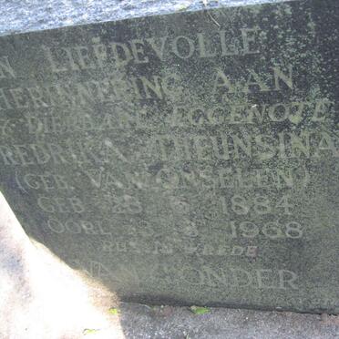 TONDER Frederika Theunsina, van nee VAN ONSELEN 1884-1968