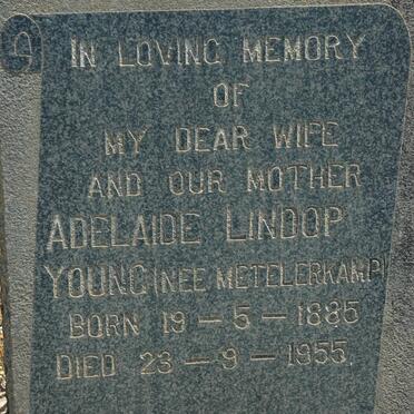 YOUNG Adelaide Lindop nee METELERKAMP 1885-1955