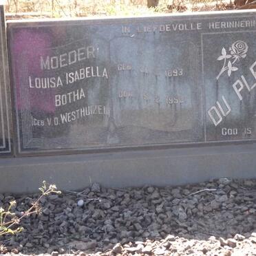 BOTHA Louisa Isabella VAN DER WESTHUIZEN  formerly DU PLESSIS  1893-1950