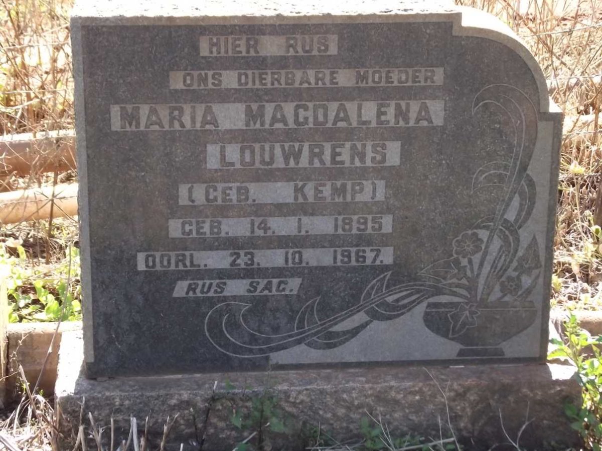 LOUWRENS Maria Magdalena KEMP 1895-1967