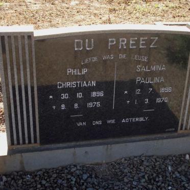 PREEZ Philip Christiaan, du 1896-1975 &amp; Salmina Paulina 1896-1970