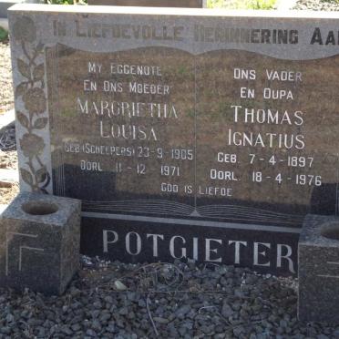 POTGIETER Thomas Ignatius 1897-1976 &amp; Margrietha Louisa SCHEEPERS 1905-1971