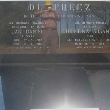 PREEZ Jan Daniel, du 1902-1982 &amp; Christina Susanna  MELVILLE 1906-1994