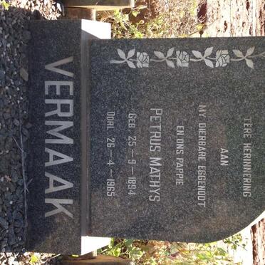 VERMAAK Petrus Mathys 1894-1965