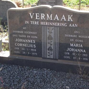 VERMAAK Johannes Cornelius 1908-1975 &amp;  Maria Johanna 1913-1991