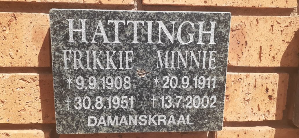 HATTINGH Frikkie 1908-1951 & Minnie 1911-2002
