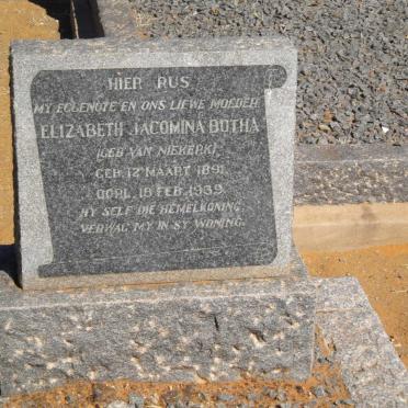 BOTHA Elizabeth Jacomina nee VAN NIEKERK 1891-1939
