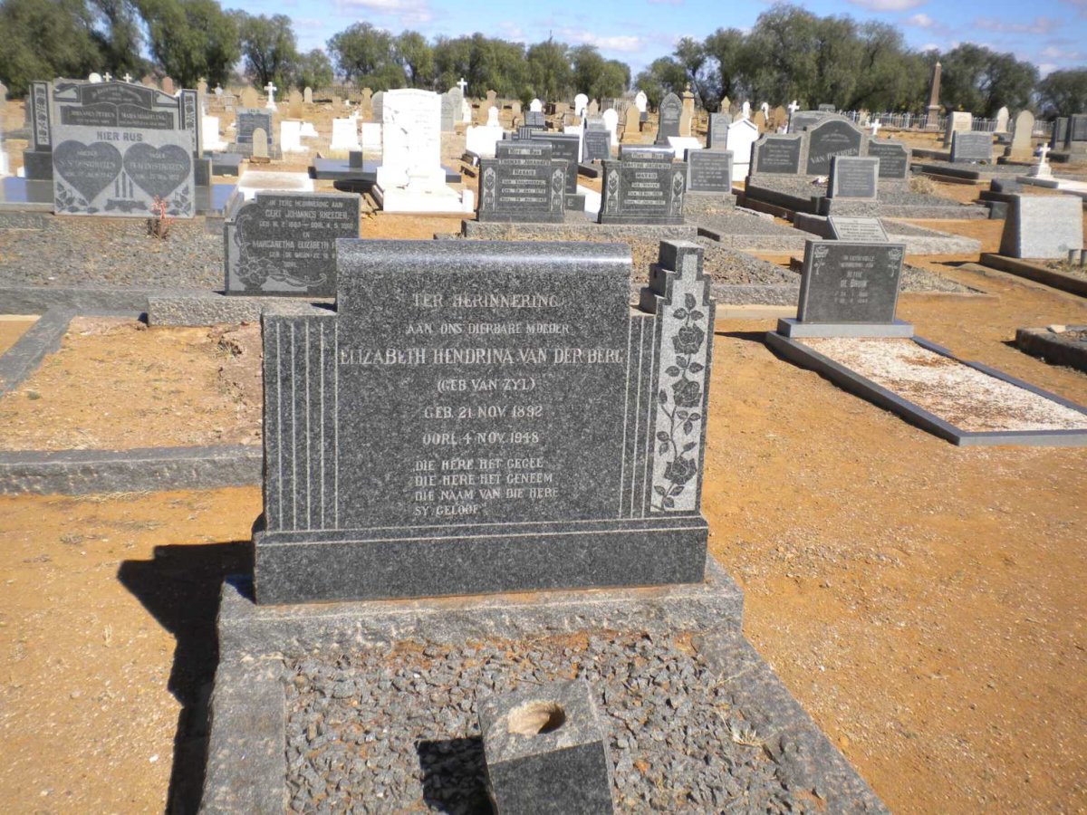 BERG Elizabeth Hendrina, van der nee VAN ZYL 1892-1948