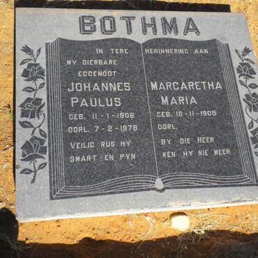BOTHMA Johannes Paulus 1908-1978 &amp; Margaretha Maria 1905-?