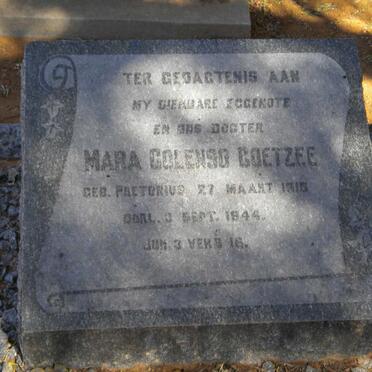 COETZEE Mara Colenso nee PRETORIUS 1915-1944