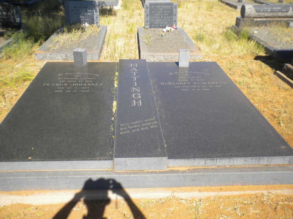 HATTINGH Petrus Johannes 1904-1984 &amp; Margaret Elizabeth HATTINGH 1910-1998