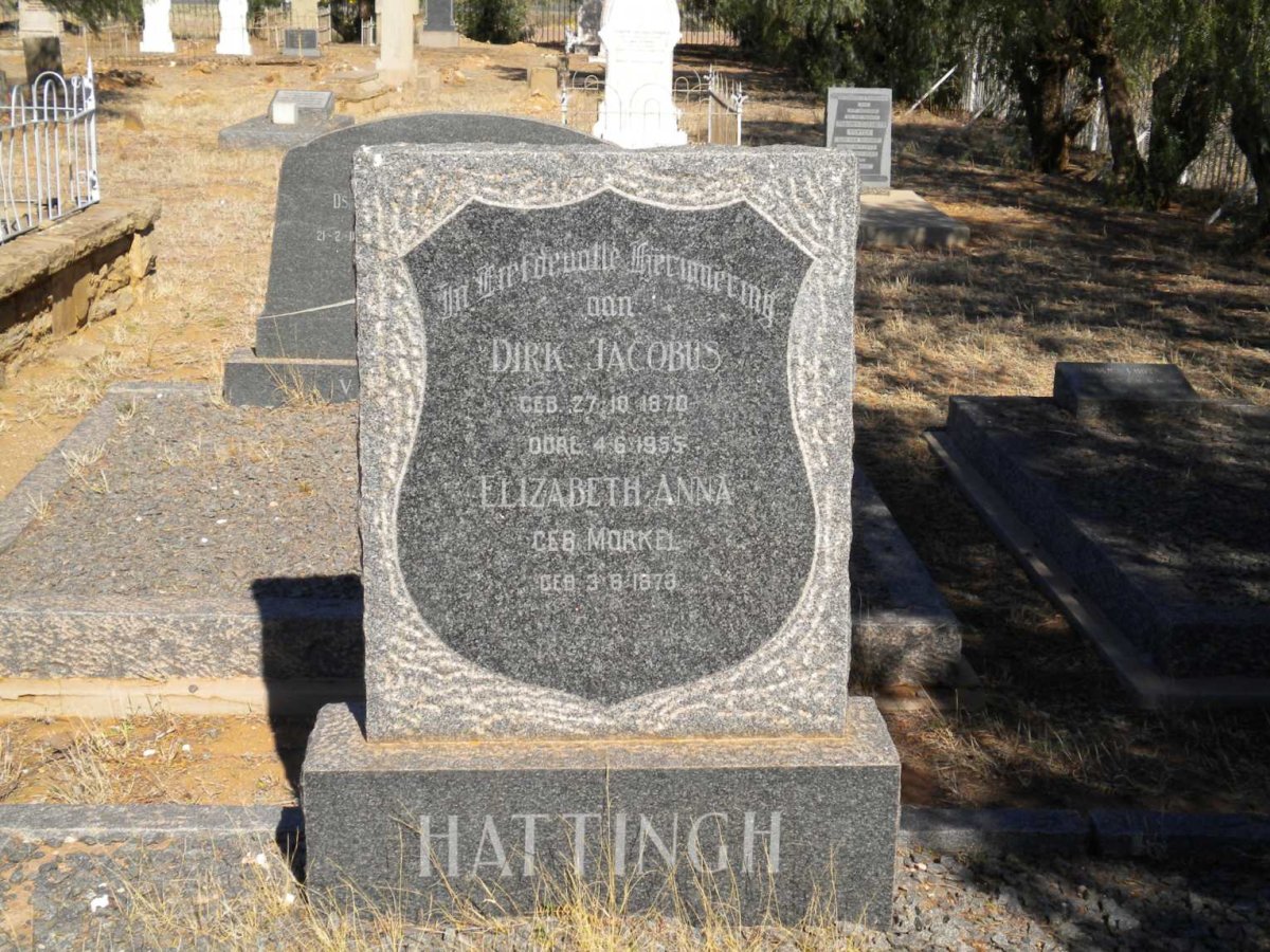 HATTINGH Dirk Jacobus 1870-1955 &amp; Elizabeth Anna MORKEL 1873-