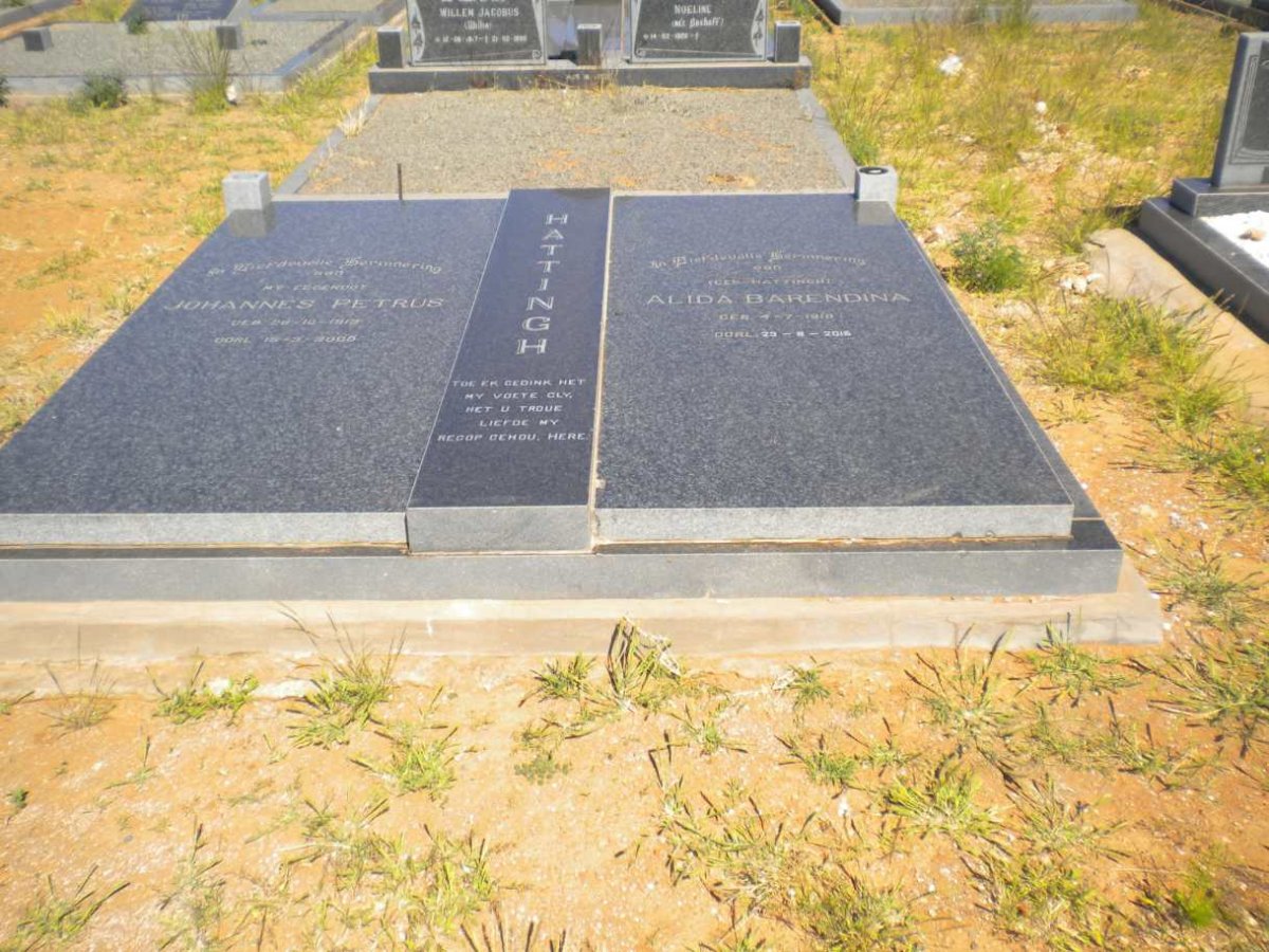 HATTINGH Johannes Petrus 1913-2000 &amp; Alida Barendina HATTINGH 1918-2015