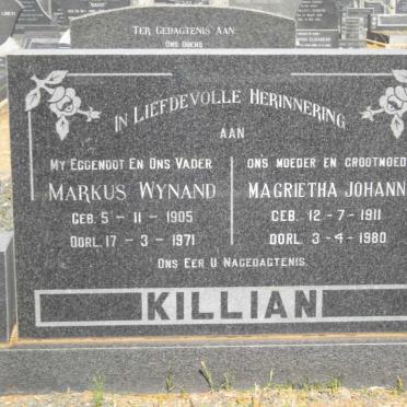 KILLIAN Markus Wynand 1905-1971 &amp; Magrietha Johanna 1911-1980