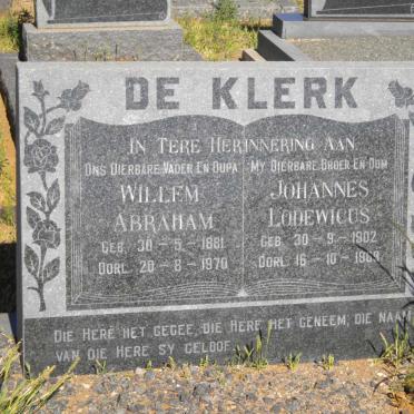 KLERK Willem Abraham, de 1881-1970 :: KLERK Johannes Lodewicus, de 1902-1969
